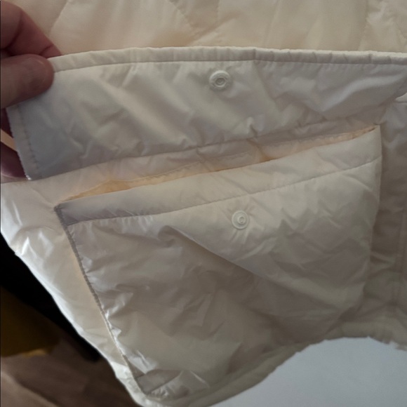 Cream Quilted Puffer Women's Jacket NWOT SZ 3X zipper and snaps 2 pockets & tie - Picture 3 of 7